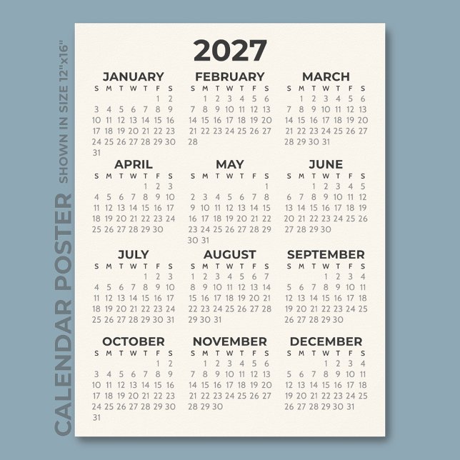 Modern Enkel Kräm 2027 Kalender Poster (Skapare uppladdad)