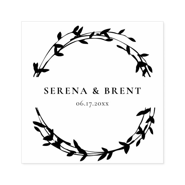 Modern enkel krans Spara datumet Stämpel (Tryck)