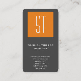 Modern enkel kreativ monogram orange grått visitkort