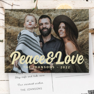 Modern enkel, kursiv Hälsning-familjfoto för skrip Helg Vykort