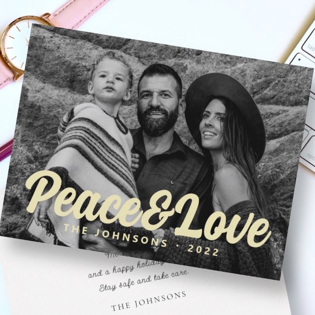 Modern enkel kursiv skrifttyp för familjefoto julkort (Skapare uppladdad)