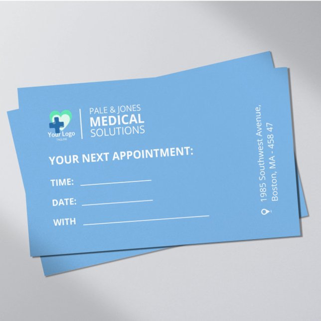 Modern enkel, lätt, blå medicin tidsbeställning kort (Skapare uppladdad)