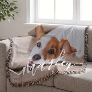 Modern Enkel Lekfull Elegant Chic Husdjurs Foto Filt