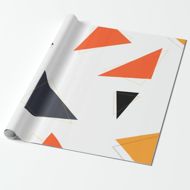Modern, enkel, lekfull triangelgeometrisk mönster presentpapper (Utrullad)