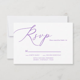 Modern enkel Lila Calligraphy Bröllop OSA Kort