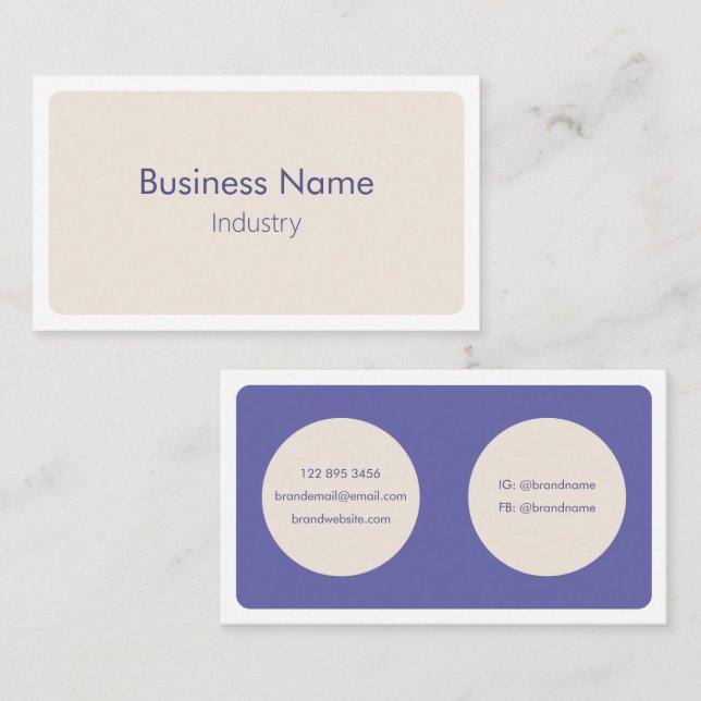 Modern enkel Lila Cream-minimalistiskt Vågrät Visitkort (Fram/baksida)