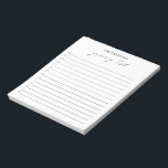 Modern enkel lista över svarta och vita Eleganter  Anteckningsblock<br><div class="desc">Modern svartvit anteckningsblock med enkel layout med livsmedel-lista i en elegant- och chic-kalligrafi tillsammans med ditt namn och en checklista.</div>