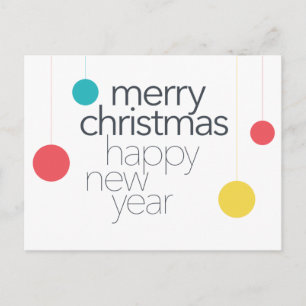 Modern, enkel, livfull, roligt "God jul" Vykort