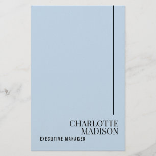 Modern Enkel Ljusblå Enkel Minimalistiskt Eget Nam Brevpapper