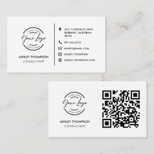 Modern Enkel Logo Sociala Ikon QR-kod Svart Vit Visitkort