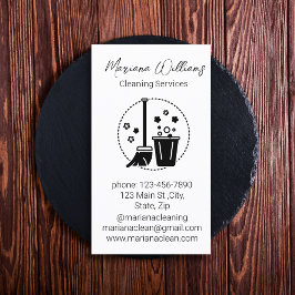 modern, enkel logotyp för städning tjänster, vit visitkort