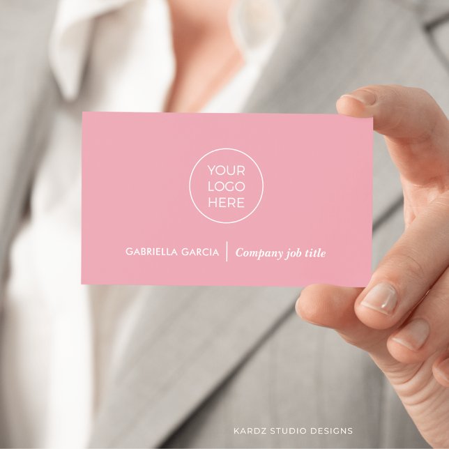 Modern enkel Logotyp QR-kod  Rosa Visitkort (Front side of card shown in 3.5 x 2.0 inch, add your business details and QR Code on the backside.)