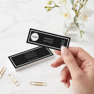 Modern Enkel Logotyp Svart Vit Nail Artist Mini Visitkort