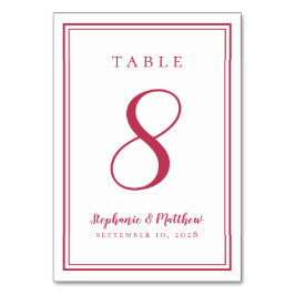 Modern Enkel Magenta Röd Bröllopskväll Anpassad Tr Bordsnummer
