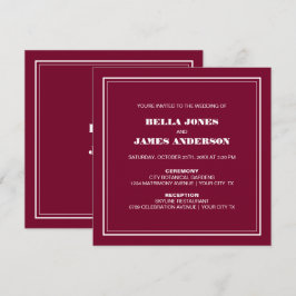Modern enkel Magenta Vita Bröllop Inbjudningar