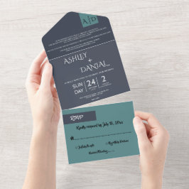 Modern enkel marin blå Teal Elegant bröllop