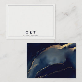 Modern enkel marin marin blå par Monogram Anteckningskort