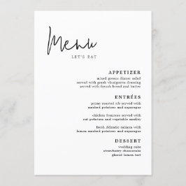 Modern enkel meny Bröllop Bord i Flat Menu-kort