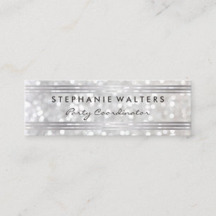 Modern Enkel Metallisk Silver och Glitter Mini Visitkort