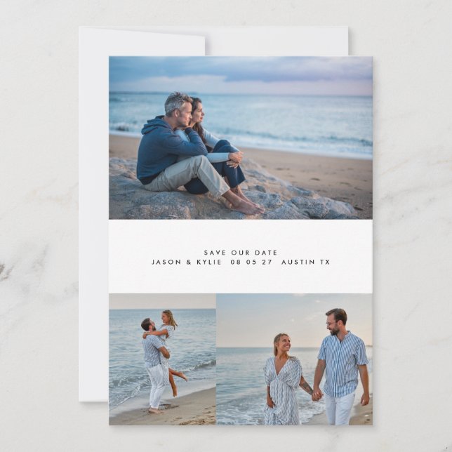 modern enkel minimal 4-kollage-foto spara datumet (Framsida)