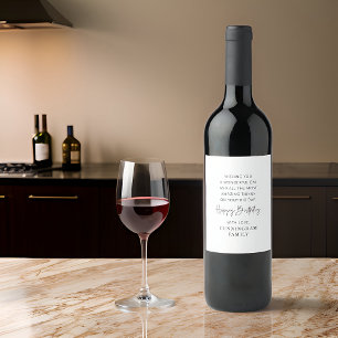 Modern enkel minimal Chic Grattis på födelsedagen Vinflaska Etikett