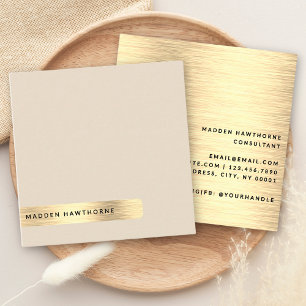 Modern enkel minimal Faux Guld Brushed Metall Fyrkantigt Visitkort