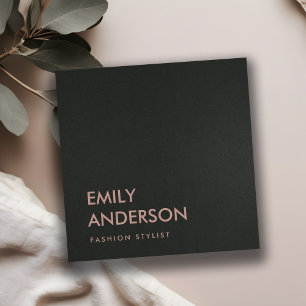 MODERN ENKEL MINIMAL FAUX MÖRK SILVER GRÅTT BLAC FYRKANTIGT VISITKORT