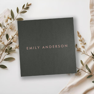 MODERN ENKEL MINIMAL FAUX MÖRK SILVER GRÅTT BLACK FYRKANTIGT VISITKORT