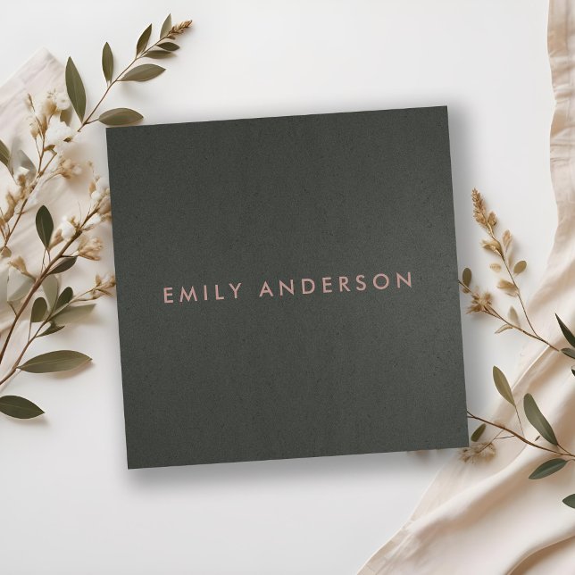 MODERN ENKEL MINIMAL FAUX MÖRK SILVER GRÅTT BLACK FYRKANTIGT VISITKORT (Skapare uppladdad)
