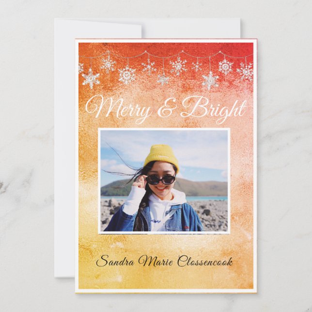 Modern enkel minimal metalisk Orange röd (Framsida)