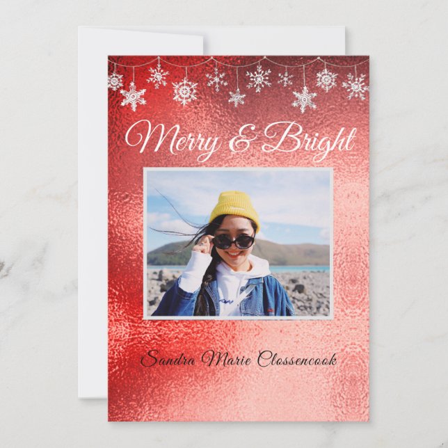 Modern enkel, minimal, metalisk, röd jul meddelande (Framsida)