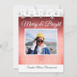 Modern enkel minimal, minimal, metalisk, röd julkl meddelande