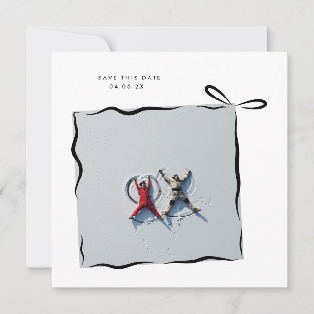 MoDeRN enkel MINIMAL RIBBON Photo Bröllop Spara Datumet (Framsida)
