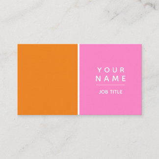 Modern enkel minimal Rosa och Färg Orange Visitkort