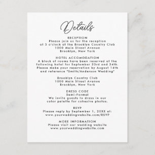 Modern Enkel Minimalist Webbplats Bröllop RSVP Det Tilläggskort
