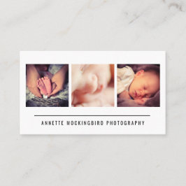 Modern enkel Minimalistfotografi för tre foto Visitkort