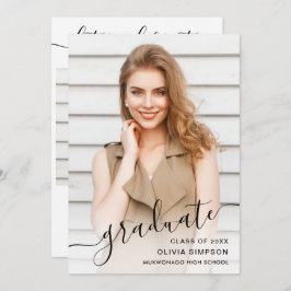 Modern enkel, minimalistisk 2-PHOTO-Studentfest Inbjudningar