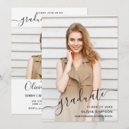 Modern enkel, minimalistisk 2-PHOTO-Studentfest Inbjudningar