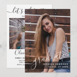 Modern enkel, minimalistisk 2-PHOTO-Studentfest Inbjudningar