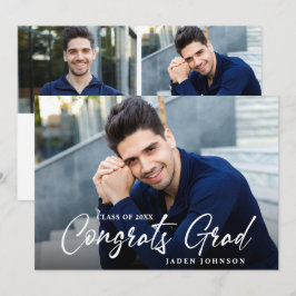 Modern enkel, minimalistisk 3-PHOTO-Studentfest Inbjudningar