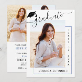 Modern enkel, minimalistisk 4-PHOTO-Studentfest Inbjudningar