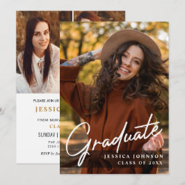 Modern enkel, minimalistisk 4-PHOTO-Studentfest Inbjudningar