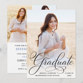 Modern enkel, minimalistisk 4-PHOTO-Studentfest Inbjudningar