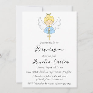 Modern enkel, minimalistisk baptism-inbjudan inbjudningar