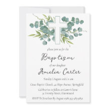 Modern enkel, minimalistisk baptism-inbjudan