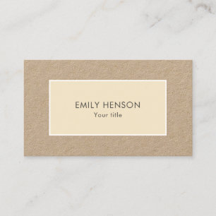 Modern enkel minimalistisk Beige Ram Kraft Visitkort