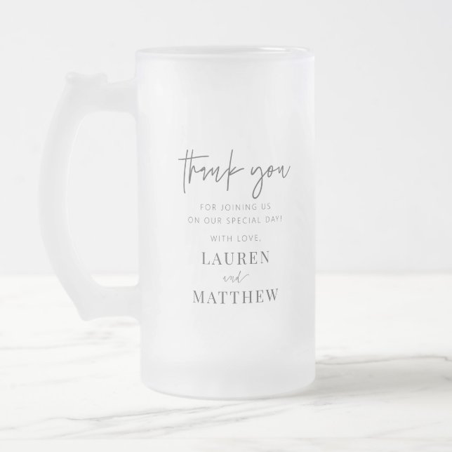 Modern enkel, minimalistisk Chic Bröllop Tack Frostat Ölglas (Vänster)