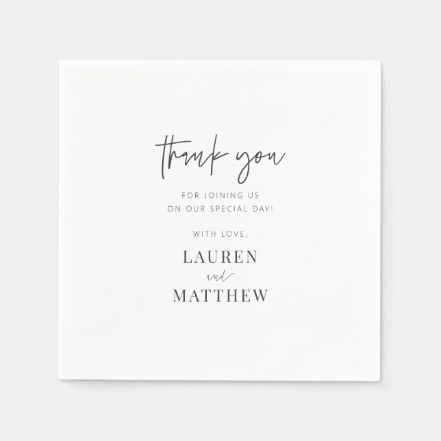 Modern enkel, minimalistisk Chic Bröllop Tack Pappersservett (Framsidan)