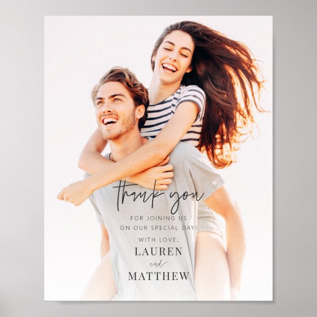 Modern Enkel Minimalistisk Chic Bröllop Tack Poster (Framsidan)