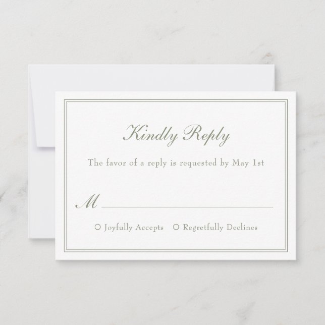 Modern Enkel Minimalistisk Elegant Bröllops-RSVP-K OSA Kort (Framsida)